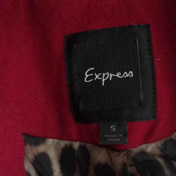 EXPRESS RED WOOL BLEND FLARE COLLAR STRUCTURED FIT NWOT COAT - Picture 6 of 12